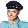 Beret Hats for Women, Rabbit Fur Beret Hat Flowers Rhinestone
