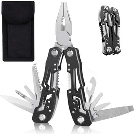 Navaja Multiherramienta Alicates，24 en 1 Multiherramienta Alicatesdestornilladores, abridor de botellas, accesorios geniales para hombres, el mejor regalo para novio, papá, él, marido (negro)