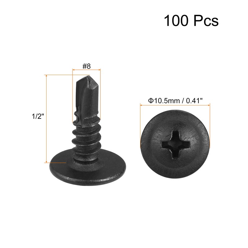 sourcing map Phillips Head Self Tapping Screws, #8 x 1/2"