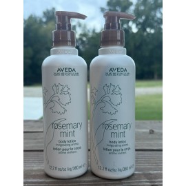 Aveda 2 PACK lot set:  Aveda Rosemary Mint Body Lotion BIG 12.2oz 360mL each w Pump