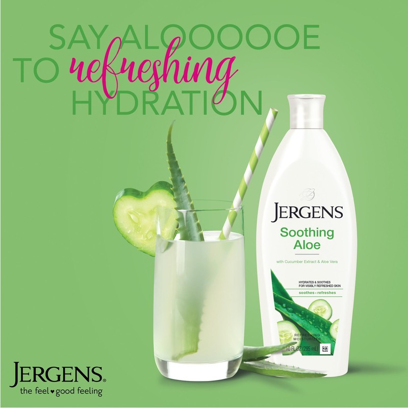 Jergens Hand and Body Lotion, Soothing Aloe Refreshing Moisturizer, with