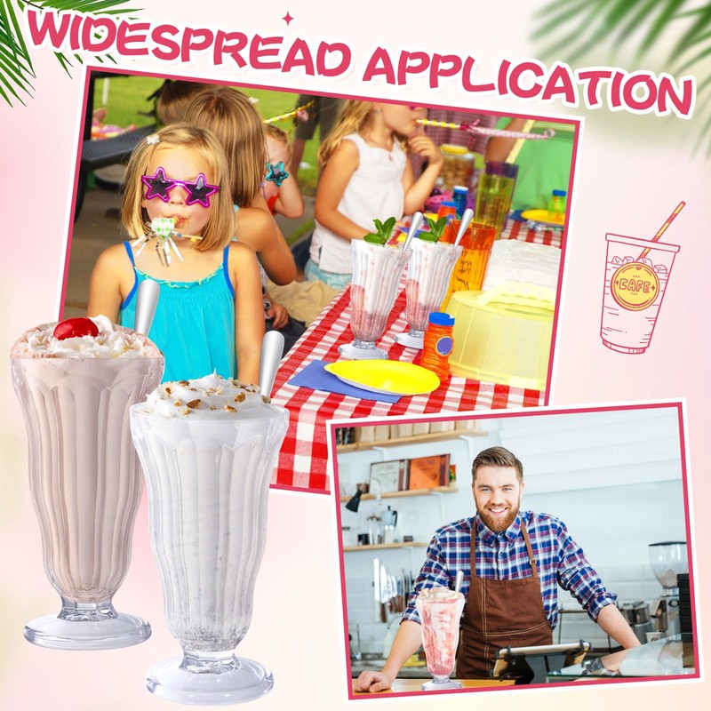 Maxcheck 6 Set Milkshake Glass 17 oz Sundae Glasses with