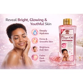 P+50 Gold Collagen Brightening Face & Body Oil 200ml with Kojic Acid – Hydrating Glow Oil for Dark Spots, Hyperpigmentation & Even Skin Tone – Lightweight Moisturising Skin Oil