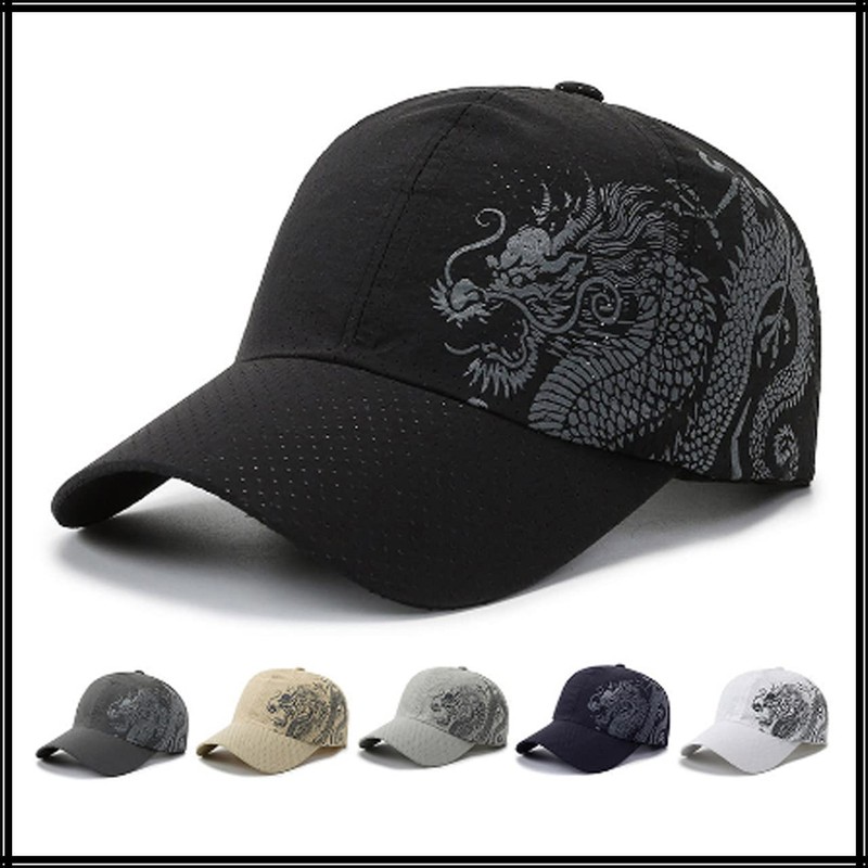 White Fang CA508 Mesh Cap, Dragon Dragon Logo Hat, Running,