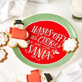 Santa Christmas Cookie Plate With Saying" Hands Off These Cookies Are For Santa"