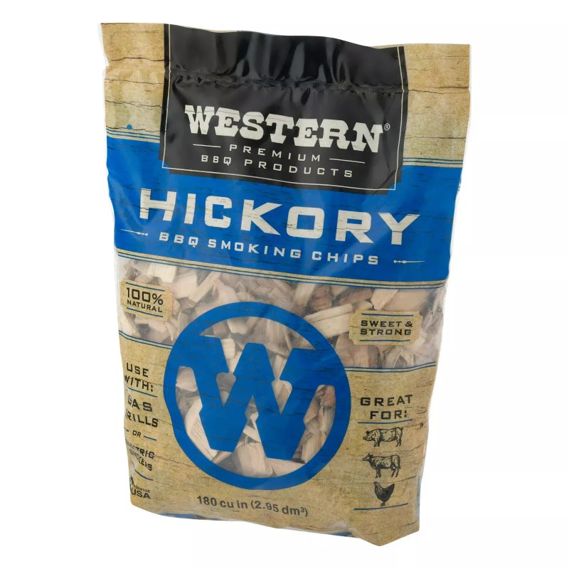 Western Premium BBQ Products Hickory BBQ Smoking Chips, 180 Cu