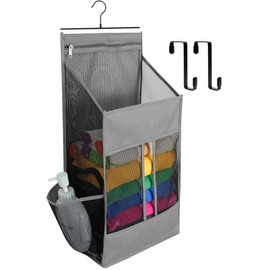 ALYER Hanging Plastic Grocery Bag Holder and Dispenser,Mesh Over the Cabinet Door Organizer with Easy-Access Openings for Kitchen Towel,Bras,Laundry,Installation Free(Gray, 21.7"H * 11.8"W * 5.9"D)