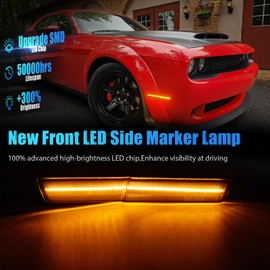 LUDARM 4pcs Smoke lens LED Side Marker Light for Challenger SRT Demon2018 Hellcat Redeye Widebody2018-2022 Super Stock2020-2022 Jailbreak2022 R/T Scat pack Widebody2019-2022 Shaker T/A392 2021