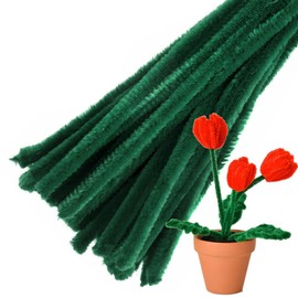 100 Pcs Green Pipe Cleaners Chenille Stem for DIY Crafts,Arts,Wedding,Home,Party,Holiday Decoration 6 mm x 12 Inch