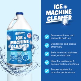 Sylvan Ice Machine Cleaner and Descaler | 1 Gal. (32 uses) | Free Cloth | Made in USA | Nickel Safe Ice Maker Cleaner and Descaler | Universal Compatibility for Commercial & Residential Ice Makers