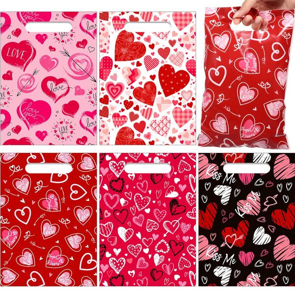 Pickmesh 150 Pcs Valentines Day Plastic Bags Bulk Valentine Candy