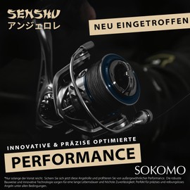 Senshu Sokomo Spinning Reel - Fishing Reel with 5+1 Stainless Steel Ball Bearings, Fine Adjustable Front Brake & Interchangeable Crank - For Right & Left Handed Users - Perfect for Spin Fishing (C4000