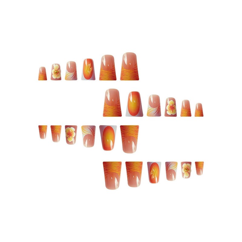 24 Pcs Handmade Press on Nails Duck Fake Nails French