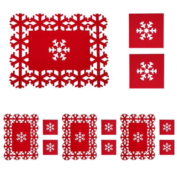 AYMQC Felt Place Mats and Coasters Christmas Place Mats Red