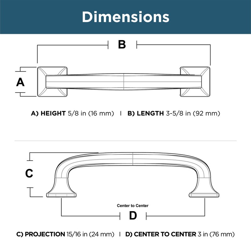 Franklin Brass Lombard (1-Pack) Cabinet Handles 3" Hole to Hole
