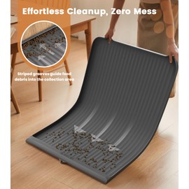 Dog Food Mat 36"x24", Waterproof Pet Feeding Mat with Diversion Grooves and Raised Edges, Large Non-Slip Dog Bowl Mat for Food and Water, Cat Food Mat for Floors, Easy to Clean, Grey