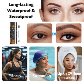 Pack of 2 Eyebrow Pencil and Eyebrow Brush, 2-in-1 Dual-Ended Microblading Eyebrow Pencil with 4-Prong Tip, Waterproof and Smudge-proof (01 Light Brown)