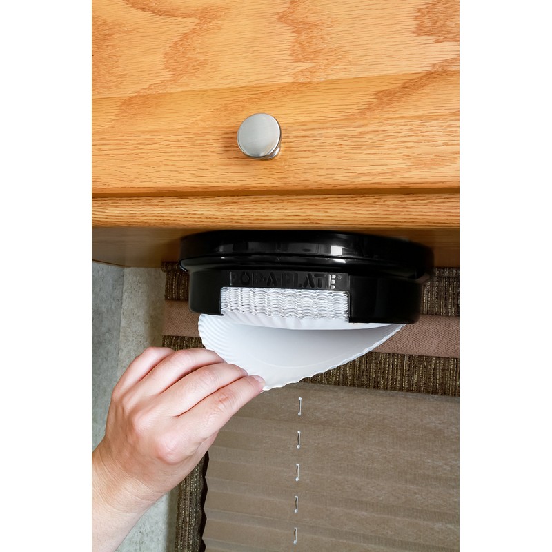Camco 9-inch Pop-A-Plate Plastic Plate Dispenser | Ideal for Compact