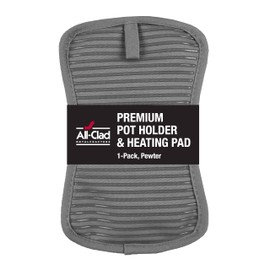 All-Clad Premium Pot Holder & Hot Pad: Heat Resistant to 500 Degrees - 100% Cotton, 10""x6.25"" Hot Pad for Kitchen and Barbeque, (1-Pack), Pewter