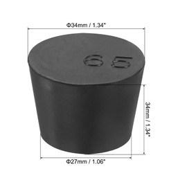 sourcing map Rubber Tapered Plug 27mm to 34mm Solid Test Tubes Bungs Stopper Black for Lab 6 Pieces