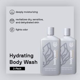 Black Wolf 2-Pack Hydrating Body Wash Bundle - Mens Moisturizing Bodywash for Dry, Dehydrated, & Sensitive Skin - Hyaluronic Acid, Aloe Vera, & Jojoba Oil Body Cleanser Help Remove Oil & Dirt