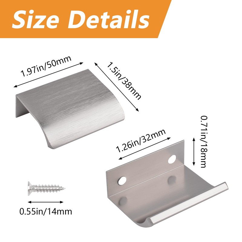 MOROBOR Finger Edge Pull, 8pcs Concealed Handle Modern Style Drawer