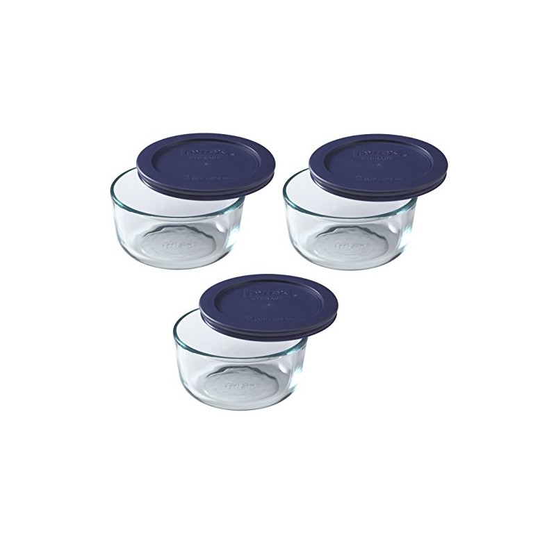 Pyrex 7200 2-Cup Glass Bowl & 7200-PC Dark Blue Lid