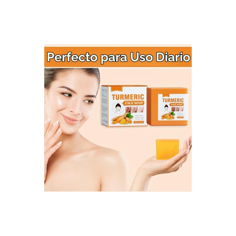 Bluemega Jabón de Cúrcuma en Pastilla Natural para Cara y