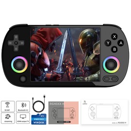 RG40XX H Retro Handheld Game Consoles RG40XXH Retro Gaming Console 64 TF Card Preloaded Games 5000+ Portable Gaming Console Linux 64-bit System 4.0'' IPS Screen WiFi Bluetooth HD and TV Output Black