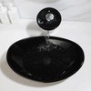 Washly Black Oval Bathroom Vessel Sink Tempered Glass Washing Bowl