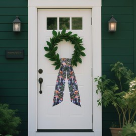 Mushroom Wreath Sash for Front Door - 2 Pcs Woodland Wreath Sashes with Leaves and Flowers for Cottagecore Farmhouse Home Decor, 60 Inch Forest Sash for Wreaths Garland Doorway Yard Window