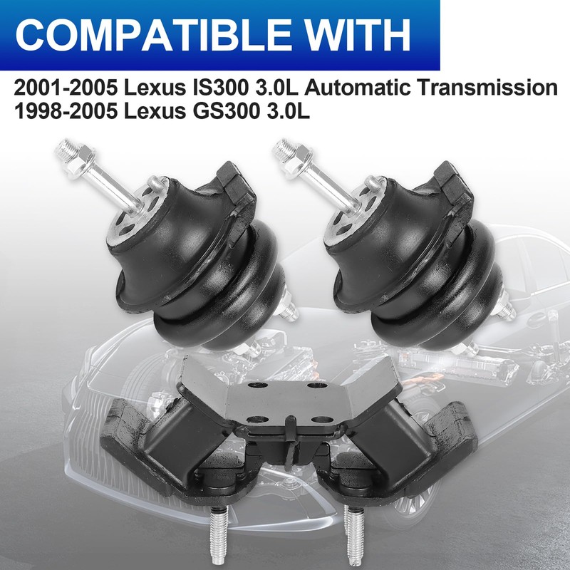 Engine Motor Mounts Set - Compatible with 1998-2005 Lexus GS300,