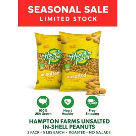 Hampton 2 PACK Hampton Farms Unsalted In-Shell Peanuts 10 lbs. TOTAL - FREE SHIPPING