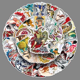 Greek Mythology Stickers, Pack of 51 Vinyl Cute Cartoon Greek Myth Stickers for Skateboard, Scrapbook, Laptop, Phone, Motorcycle, Suitcase, Computer, Car Luggage, Funny Retro Stickers for Teenagers