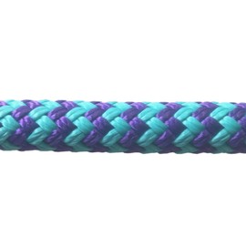 CBKnot 9/16" Premium Double Braid Polyester Rope 9,500 lb Tensile Strength, Marine, Sailing, Boating, Rigging, Equestrian and More (9/16" x 25 ft. Hank, Turquoise/Purple)