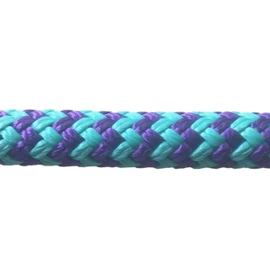 CBKnot 9/16" Premium Double Braid Polyester Rope 9,500 lb Tensile Strength, Marine, Sailing, Boating, Rigging, Equestrian and More (9/16" x 25 ft. Hank, Turquoise/Purple)