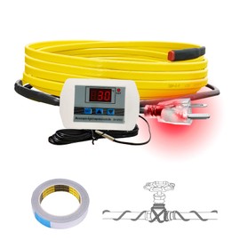 Cupohus Softer Heat Tape for Water Pipes 9FT, Self-Regulating Digital Display Thermostat, Freeze Protection Roof Deicing Cable for Metal, Plastic Home Pipes, RV Water Hose, 110-120V