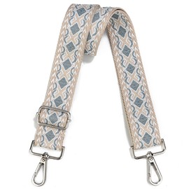 LVYOUME Crossbody Straps for Purses Silver Hardware Purse Strap Wide Shoulder Strap Adjustable Replacement,Retro Jacquard Embroidery for Shoulder Bags