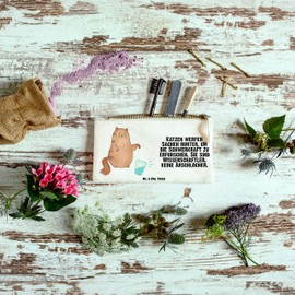 Mr. & Mrs. Panda Makeup Bag Cat Water Glass, White, Hand drawn