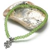 Lime Green Frosted Glass Bead Anklet with Silver Plated Lucky