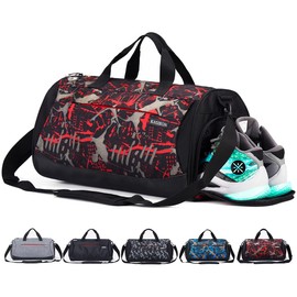 Sports Gym Bag with Shoes Compartment and Wet Pocket, Travel Duffle Bag for Men and Women (CamRed) Size: 20 * 10.5 * 10 inches -35 Liters