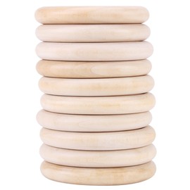 Anillos de dentición, 10 piezas Bebé infantil Madera natural Anillo de dentición Sin barnizar Anillo de madera Mordedor Juguete Pulsera de madera DIY 