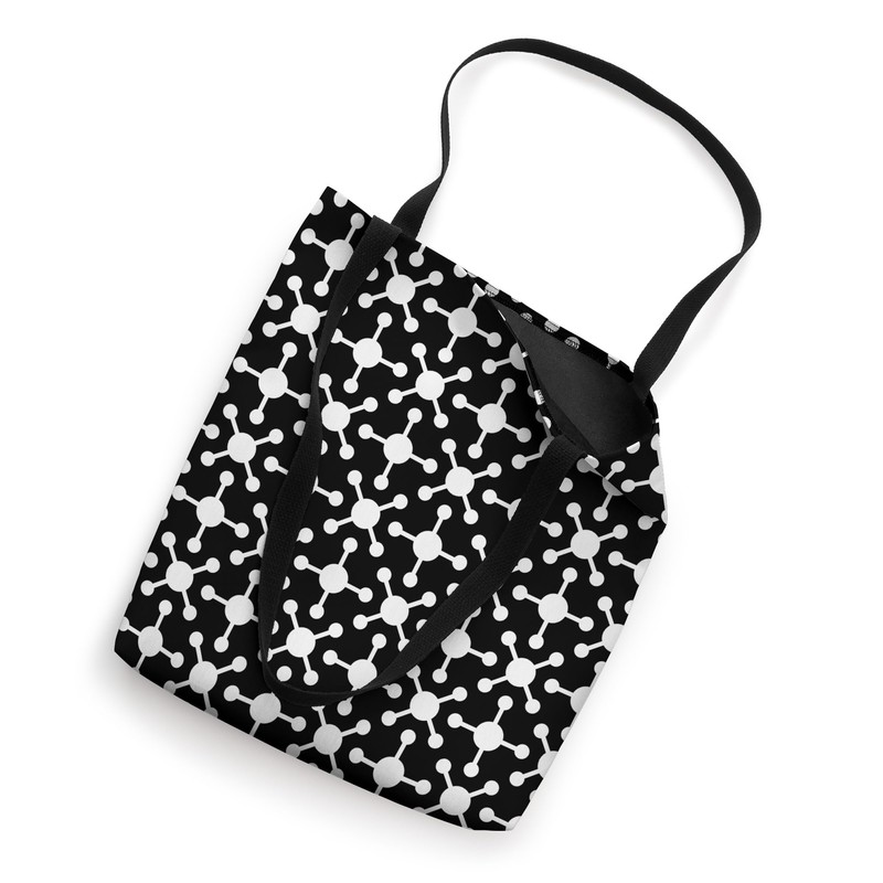 White Black Molecule Dot Minimalist Galaxy Spaceship Pattern Tote Bag