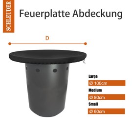 Schleuder Fire Plate Cover, 420D Grill Plate Cover, Waterproof, Anti-UV, for a 100cm Diameter Fire Plate/Grill Plate