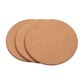 Set of 3 Round Cork Coasters 16cm x 1cm