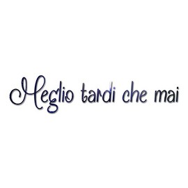 Italian Meglio Tarde Che Mai - Vinyl Decal Sticker - 17" x 3.75" - Galaxy