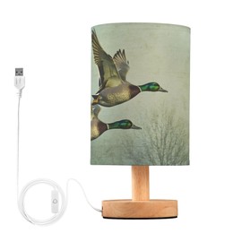 XYMZR Table Lamp Wild Duck Mallard Fly with USB Port for Bedroom Nightstand Lamp Small Bedside Lamps for Living Room, Office Table (LED Bulb Included)