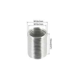 sourcing map Thread Reducing Nuts Insert M12 x 1 mm Male to M10 x 1 mm Fine Thread Socket Adapter 15 mm Long Pipe Fitting Transition Sleeve Reducer Pack of 10