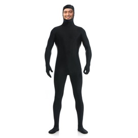 DreamHigh Men's Women's Polyester Spandex Full Body Costume Zentai Suit-Open Face (Black, L)