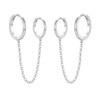 925 Sterling Silver Chain Hoop Earrings for Women, Silver Double